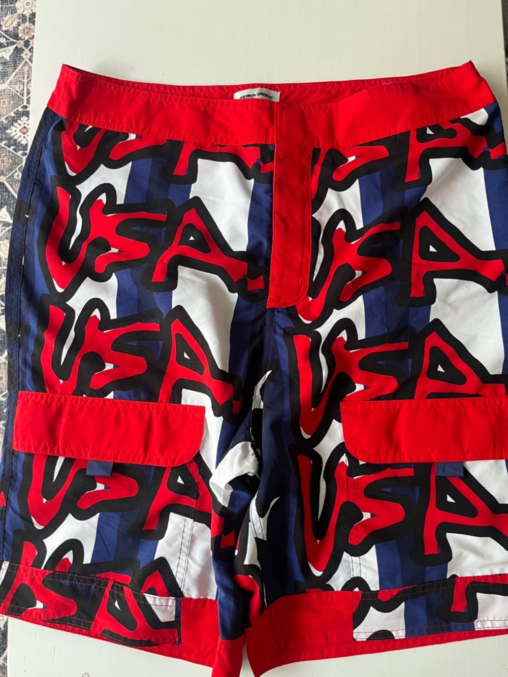 Target Red, Blue & White Graphic Cargo Shorts